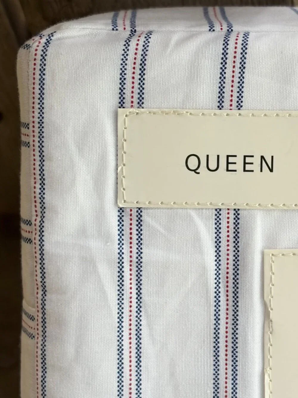 Tommy Hilfiger Queen Size Cotton Percale Sheet Set Joshua Tree Stripe Red Blue